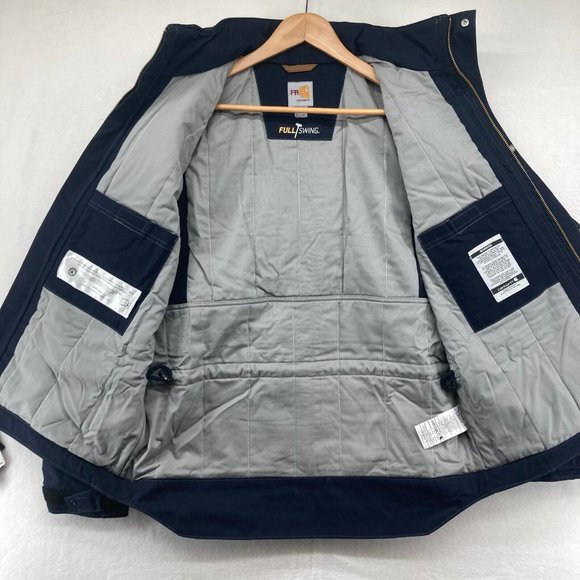 Carhartt Men's Navy Fire Resistant Full Swing Jacket Duck Coat 102182-410 M NWT - Picture 6 of 14